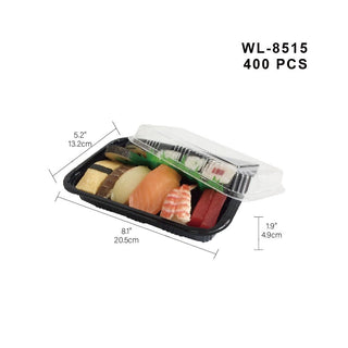 EcoQuality Large Black Sushi Trays with Lids 8.5 x 5.5 Inch - Disposable  Sushi Packaging Box, Carry Out Container, Take Out Boxes, Black Plastic To  Go