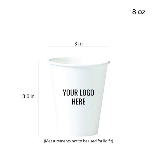 Custom Printed White Paper Hot Cup - 50,000 pcs Min (Single Color Only)