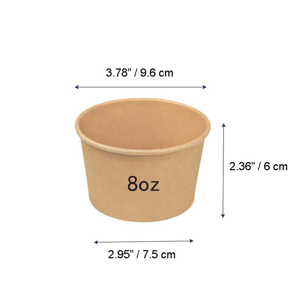 #8B | 8oz Eco-friendly Kraft Paper Soup Cup (Base Only) - 500 Pcs - HD Bio Packaging