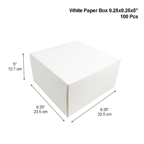 Eco-Friendly White Square Cake Paper Box | 9.25x9.25x5