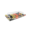 WL-B07 | Golden Red Sushi Tray W/ Clear Lid | 9.2x5.6x1.5