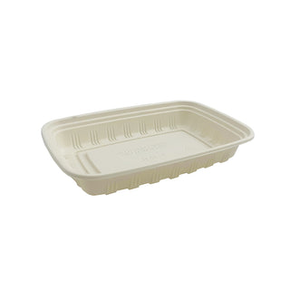 (ONLY Available at Scarborough Warehouse) C-7516 Base | 16oz Eco-friendly Microwaveable Corn Starch White Rectangular Food Container (Base Only) - 300 Pcs