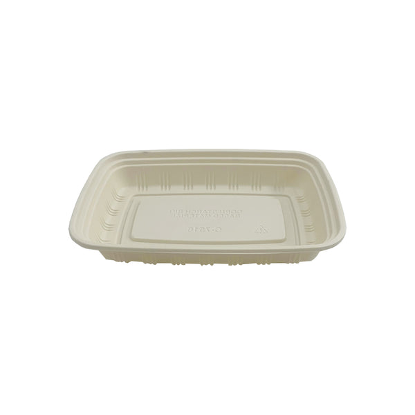 (ONLY Available at Scarborough Warehouse) C-7516 Base | 16oz Eco-friendly Microwaveable Corn Starch White Rectangular Food Container (Base Only) - 300 Pcs