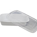 F-9632 | TD 32oz Microwaveable PP White Rectangular Container W/ Lid - 150 Sets