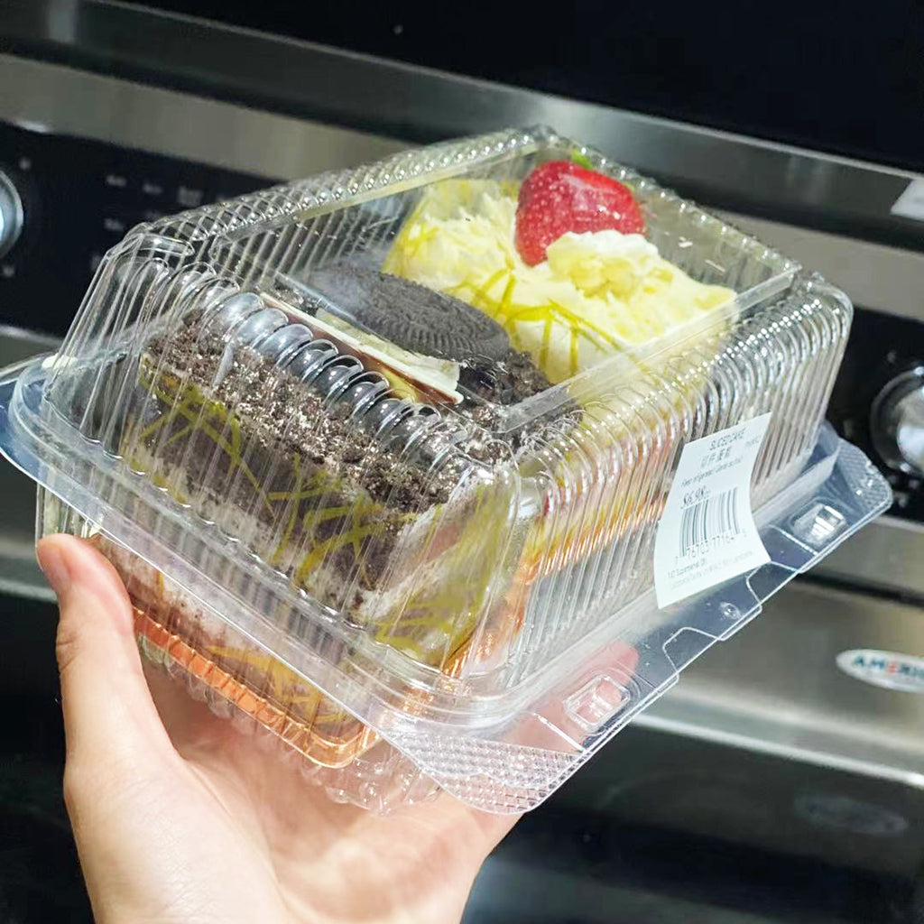 F1003 | Clear Rectangular Hinged Container | 8.43x6.1x3.74" - With Food