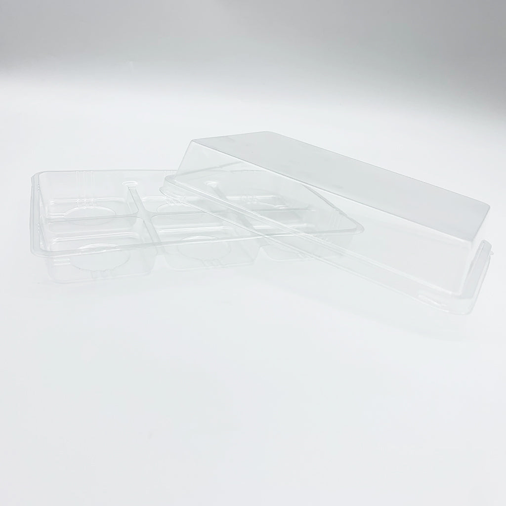 FG530 | 6 Compartment Plastic Mini Cake Clear Box W/ Lid | 7.5x5.12x2" - 300 Sets