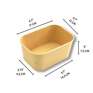 JH-R-1000B | 32oz Rectangle Kraft Paper Container (Base Only) - 300 Pcs