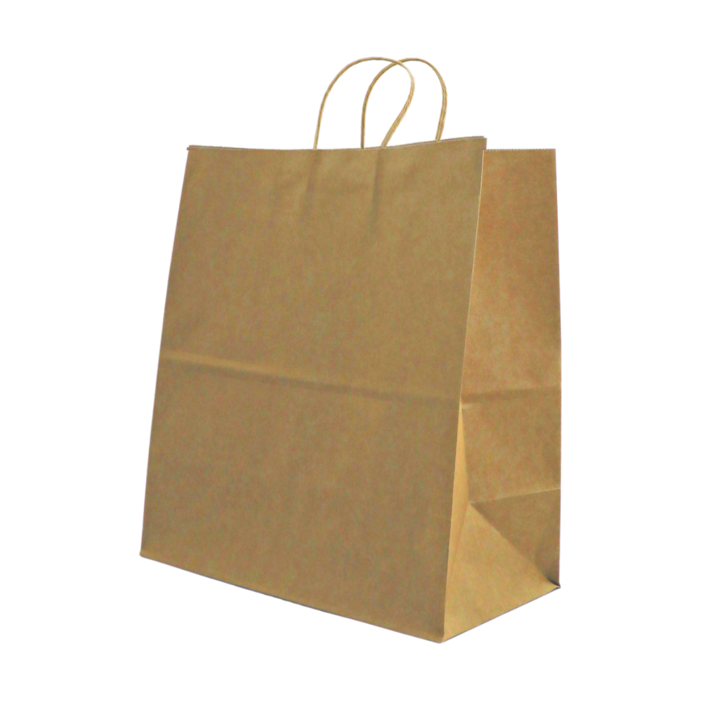 HD-13714 | 100% Recycled Paper Kraft Bag W/ Twisted Handle | 13x7x14" - 200 Pcs