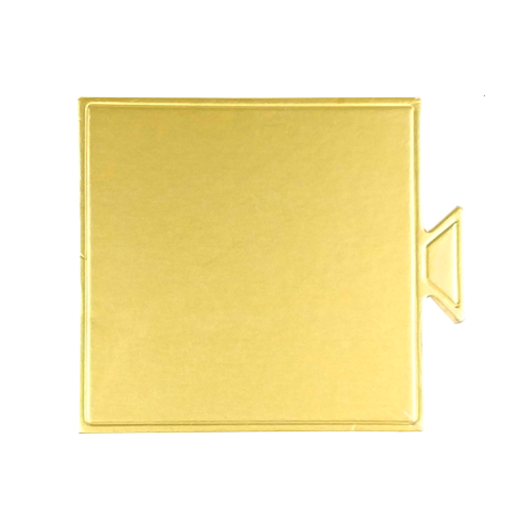 3.54x3.54" Golden Square Cake Paper Pad W/ Handle - 100 Pcs