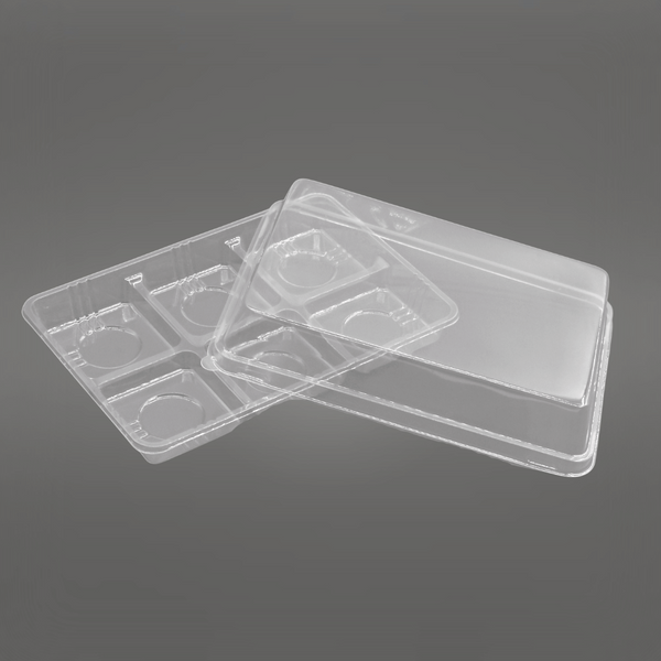 6 Compartment Plastic Mini Cake Clear Box  opened