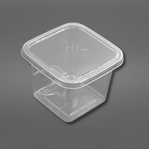 12oz Square Clear Plastic Mousse Box W/ Lid - 200 Sets