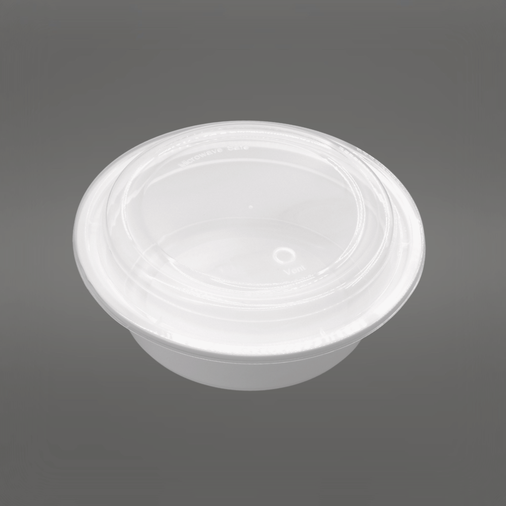 HD 32oz Microwaveable PP White Round Container  with vent Lid