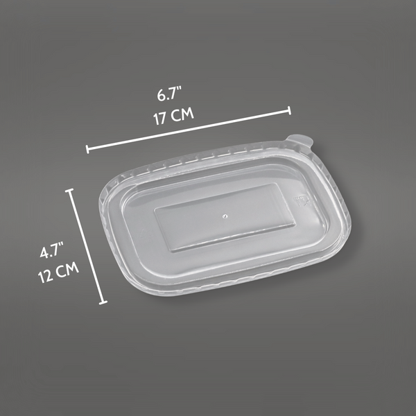 170x120mm Clear Rectangle PP Lid | Fit 580B/750B/1000B Kraft Paper Container (Lid Only) - 300 Pcs