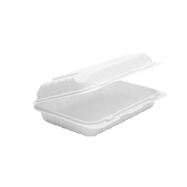 [200 Pack] 6x9x3 Eco Friendly Clam Shell Take Out Food Container - Mineral Filled Polypropylene, Tree Free - Hoagie Burrito Bowl, Microwavable
