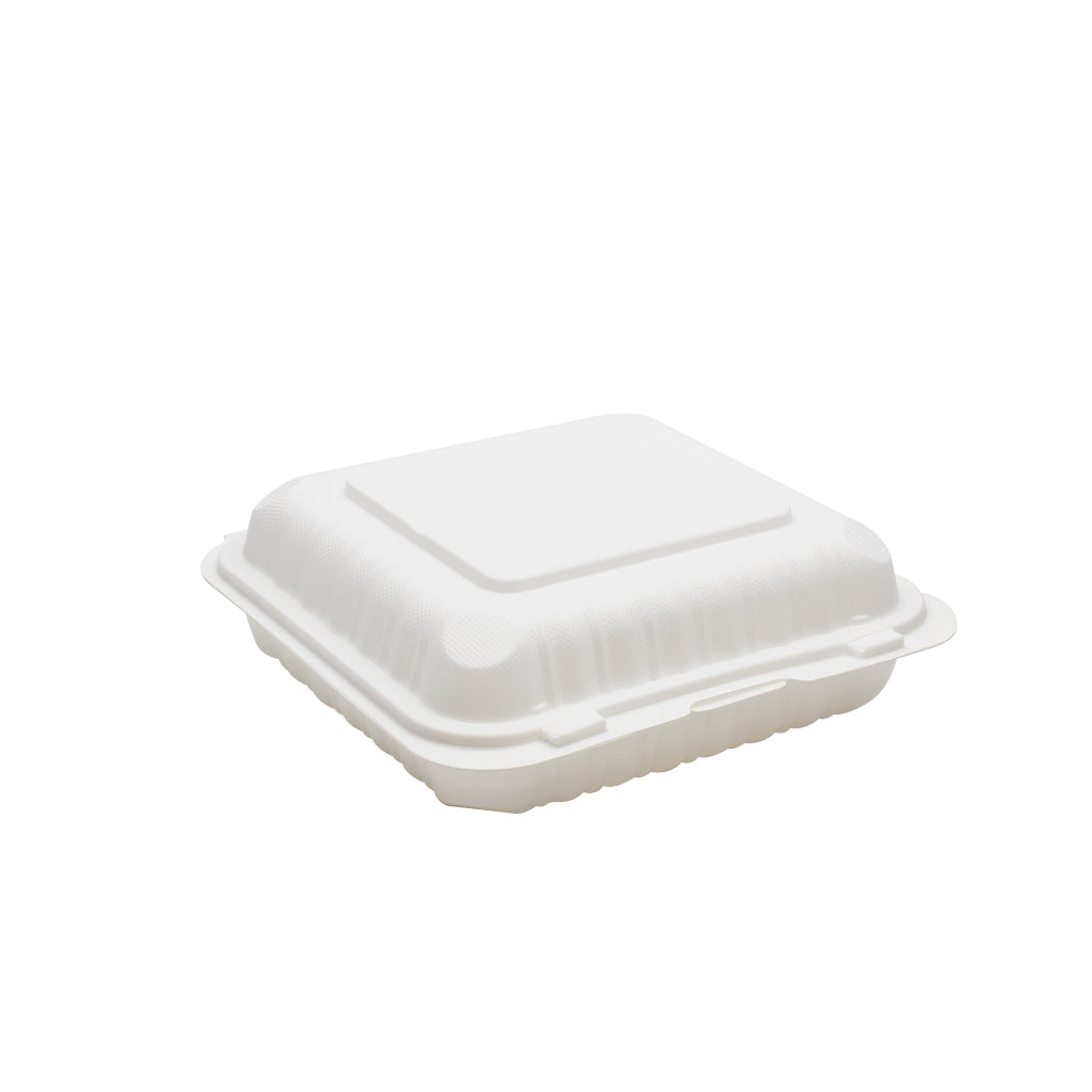 #81 | Microwavable PP Square Clamshell Food Container | 8x8x3" - 150 Pcs - HD Bio Packaging
