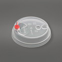 90mm Clear Round Sip Lid W/ Red Heart Shaped Plug for plastic ups