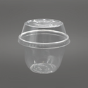 9oz Clear Plastic Dessert Cup with dome lid grey background