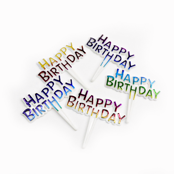 Mini Happy Birthday Acrylic Cake Toppers multi color