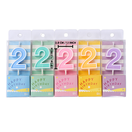 #0/#1/#2/#3/#4/#5/#6/#7/#8/#9 Number Party Candle (Random Color) | 1.1x1.5" - 12 Pcs - HD Bio Packaging