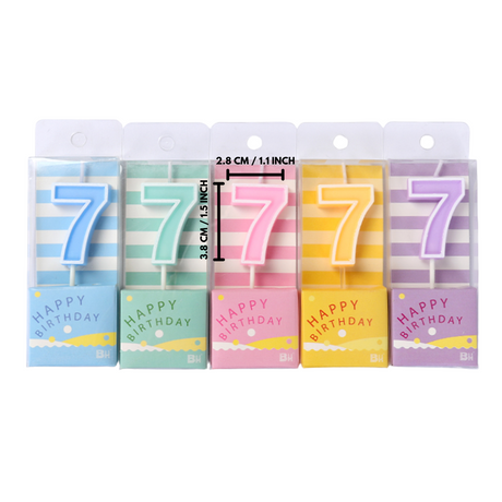 #0/#1/#2/#3/#4/#5/#6/#7/#8/#9 Number Party Candle (Random Color) | 1.1x1.5" - 12 Pcs - HD Bio Packaging