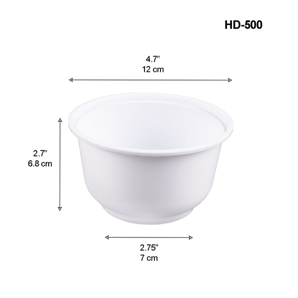 HD-500 | 16oz Microwaveable PP White Round Bowl (Base Only) - 600 Pcs
