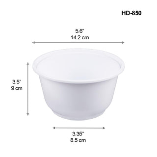 (ONLY Available at Scarborough Warehouse) HD-850 | 28oz Microwaveable PP White Round Bowl (Base Only) - 600 Pcs