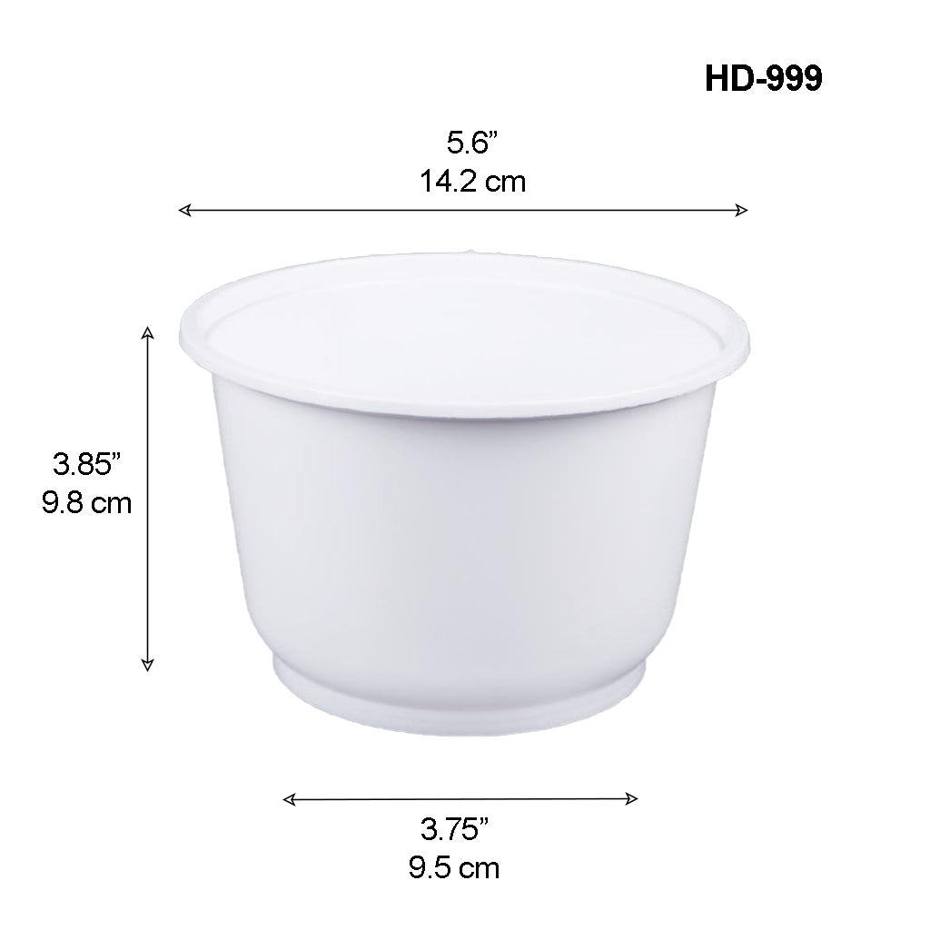 HD-999 | 34oz Microwaveable PP White Round Bowl (Base Only) - 600 Pcs