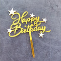 Happy Birthday With Star Acrylic Cake Topper golden