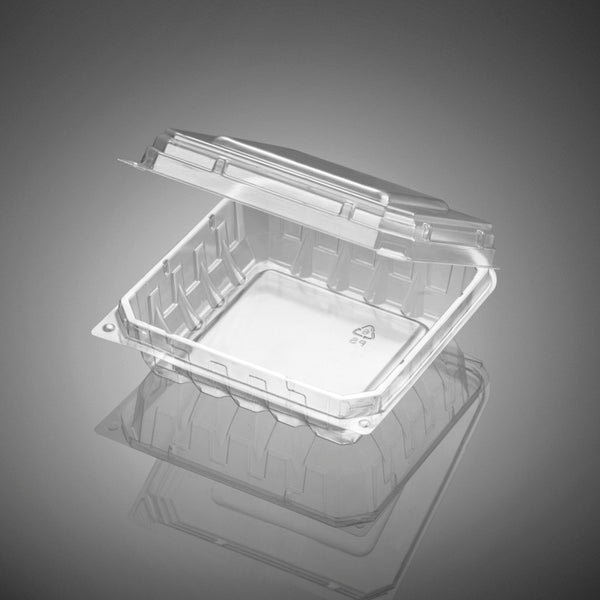 J027 | Clear Square Hinged Container | 5x5x1.77