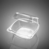 J038 PET | Clear Square Hinged Container | 5.25x5.25x3" - 500 Pcs