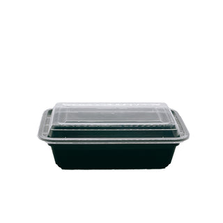 HD 24oz Microwaveable PP Black Rectangular Container  with lid