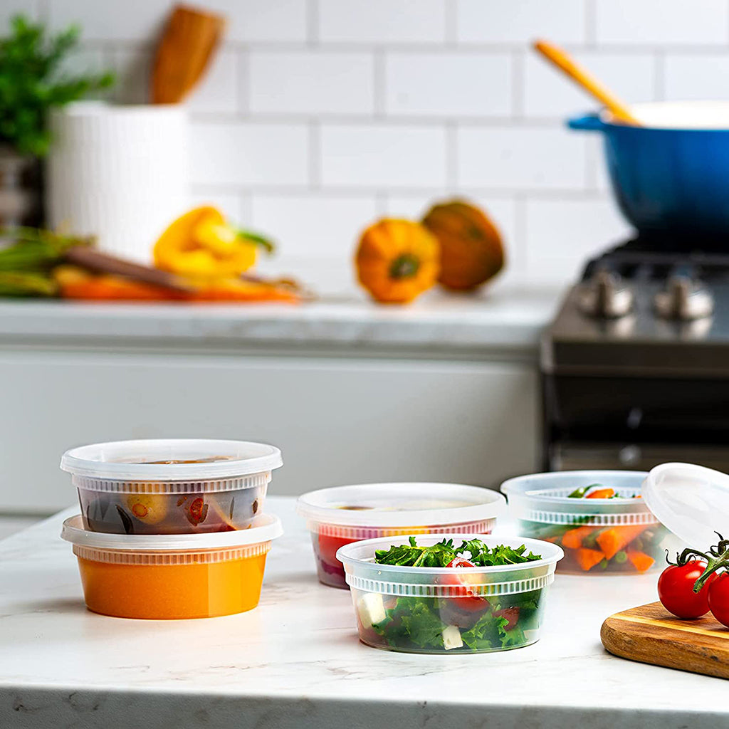 SC-8 HD 8oz Heavy Duty Leak-resistant Translucent Deli Container W/Lid ...