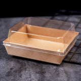 Square Kraft Paper Box W/ PET Lid | 4.7x4.33x2.6" - 200 Sets