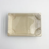 #03 | Eco-friendly Sugarcane Sushi Tray W/ Plastic Lid | 6.5x4.5x1.9" - 300 Sets - HD Bio Packaging
