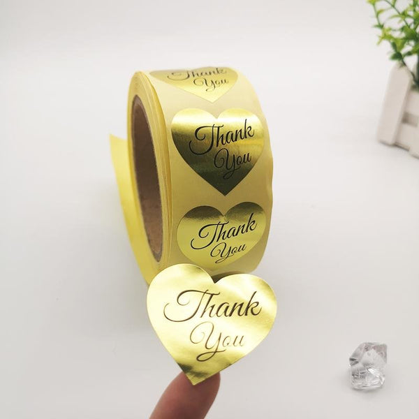Custom Stickers golden thank you roll