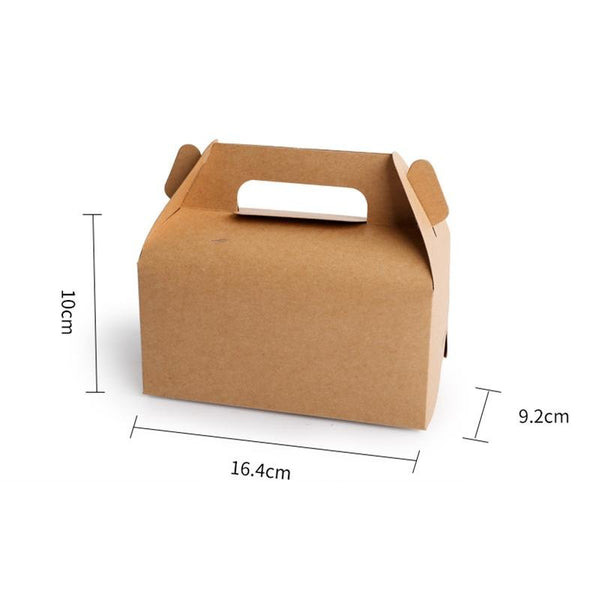 Eco-Friendly Kraft Cake Box W/ Handle | 16.4x9.2x10cm - 100 Pcs - HD Plastic Product (Canada). Inc