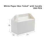 Eco-Friendly White Cake Paper Box W/ Handle | 7x3.75x4" -200 Pcs