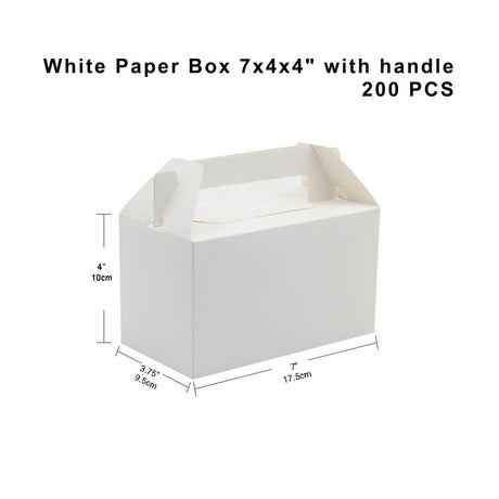 Eco-Friendly White Cake Paper Box W/ Handle | 7x3.75x4" -200 Pcs