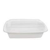 F-9638 | TD 38oz Microwaveable PP White Rectangular Container W/ Lid - 150 Sets