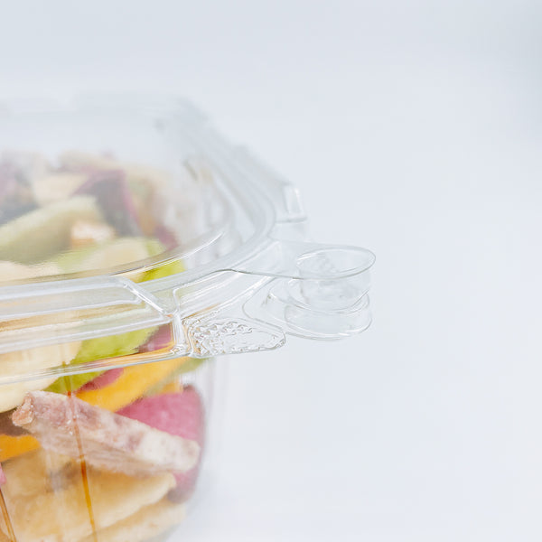 PLS-16 | 16oz PET Clear Rectangular Hinged Safety Lock Salad Container - 240 Sets