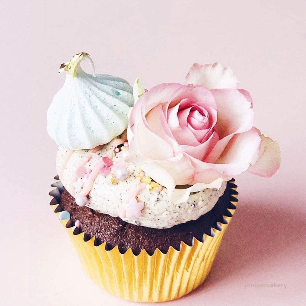 4.5" Golden Baking Paper Cup - With Flower Cupcake