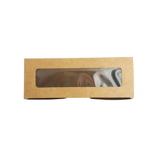 Kraft Rectangular Macaron Paper Box W/ Window | 8x3x2
