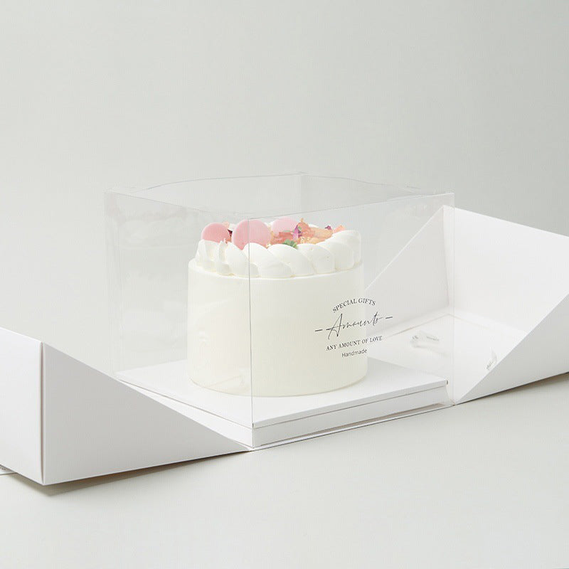 4" 6" 8" Plastic Clear Square Cake Box W/ White Lid - 50 Sets