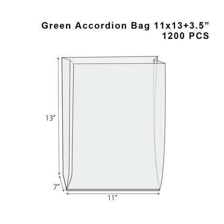 OPP Green Stand Up Bakery Bag | 11x13+3.5" - 1200 Pcs - HD Plastic Product (Canada). Inc