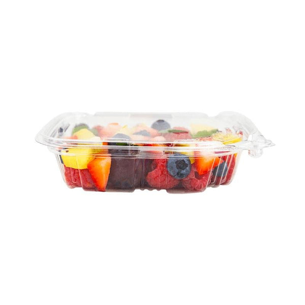 PL08 | 8oz PET Clear Rectangular Hinged Safety Lock Salad Container - 240 Sets - HD Plastic Product (Canada). Inc