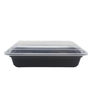 RE-32 | HD 32oz Microwaveable Black Rectangular W/ Lid Take Out Container Wholesale
