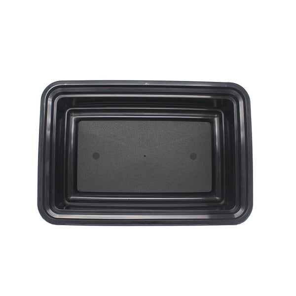 SafePro MC8288B 32 oz. 2-Compartment Rectangular Microwaveable Containers Combo, Black Bottom, 150/cs
