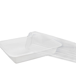 RE-32 | HD 32oz Microwaveable PP White Rectangular Container W/ Lid - 150 Sets