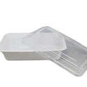 RE-38 | HD 38oz Microwaveable PP White Rectangular Container W/ Lid - 150 Sets