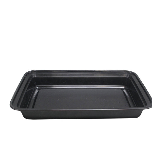 RE-58 | HD 58oz Microwaveable PP Black Rectangular Container W/ Lid - 150 Sets